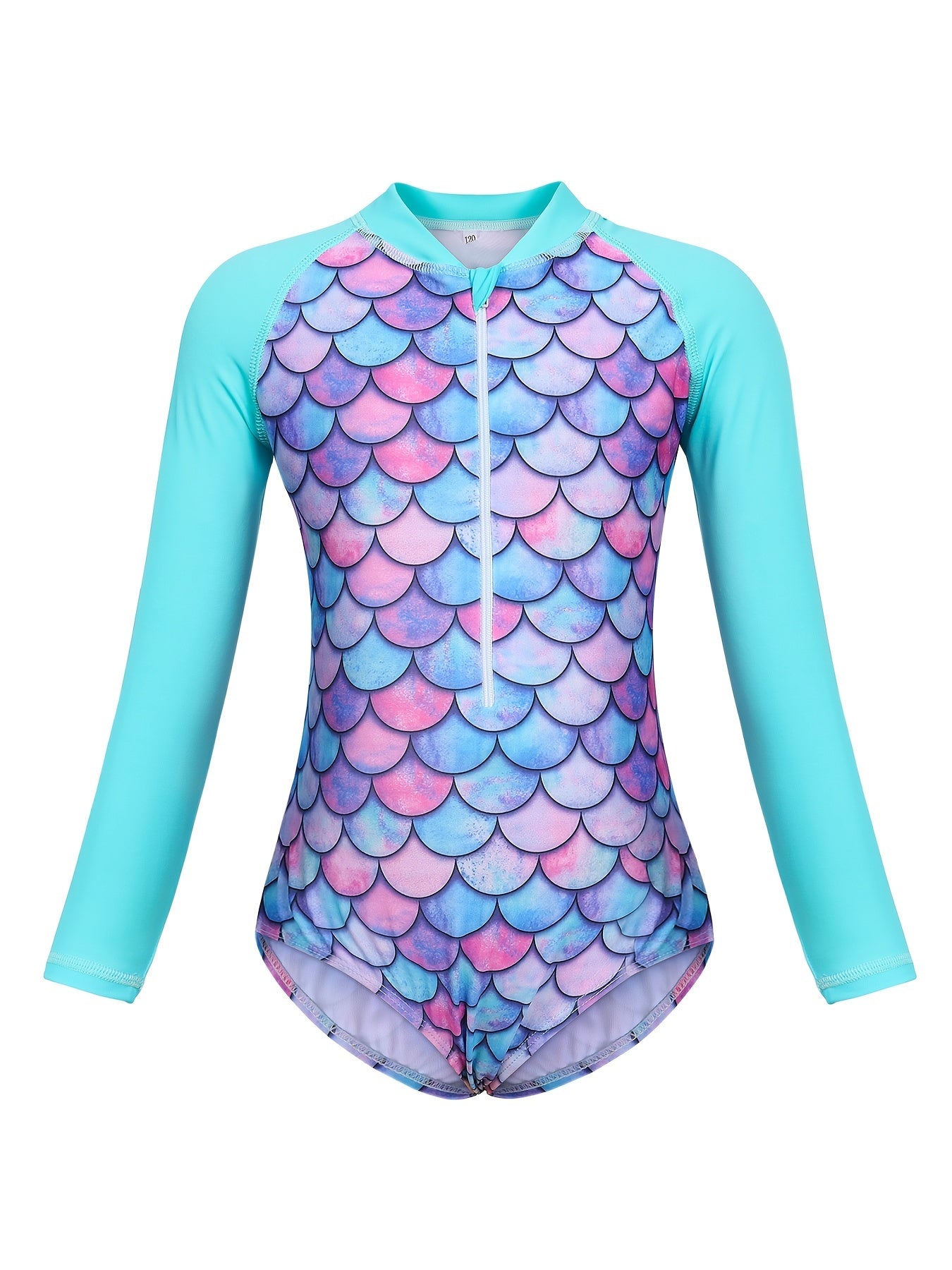 Toddler Girls Fish Scales Long Sleeve One Piece Swimsuit