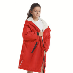 Kids Waterproof Changing Robe w/ Pockets - Warm & Windproof