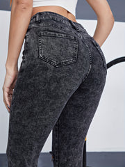 Ripped Button Fly Slim Fit Jeans