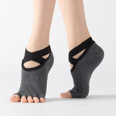 Non Slip Open Toe Cross Lace Socks for Yoga & Pilates