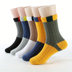 5 Pairs Boys Kids Crew Socks, Breathable & Comfy Children's Socks
