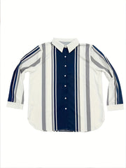 Stripe Print Button Up Long Sleeve Blouse