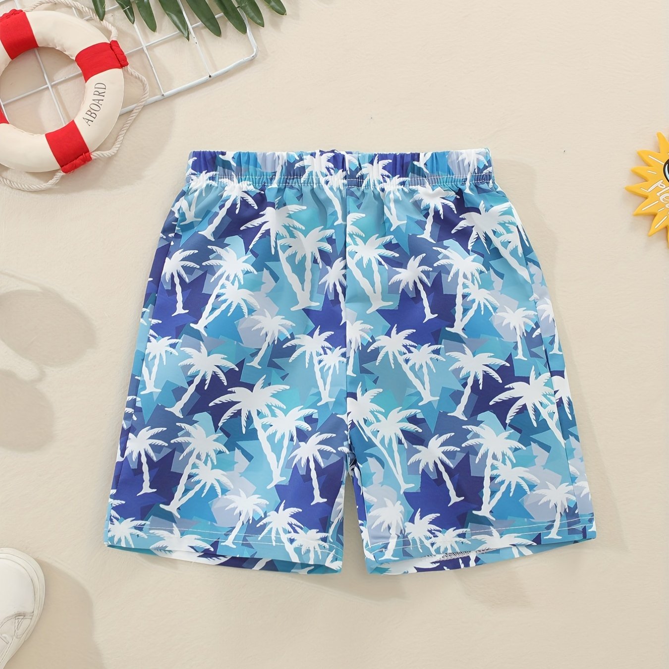Boys Trees Print Casual Shorts for Vacation Beach Kids Summer Clothes