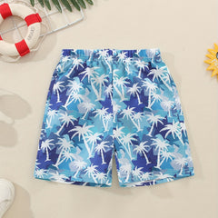 Boys Trees Print Casual Shorts for Vacation Beach Kids Summer Clothes