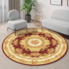 Retro Flowers Large Area Circular Carpet