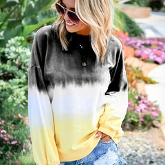 Gradient Print Sweatshirt Long Sleeve Casual Top for Spring & Summer