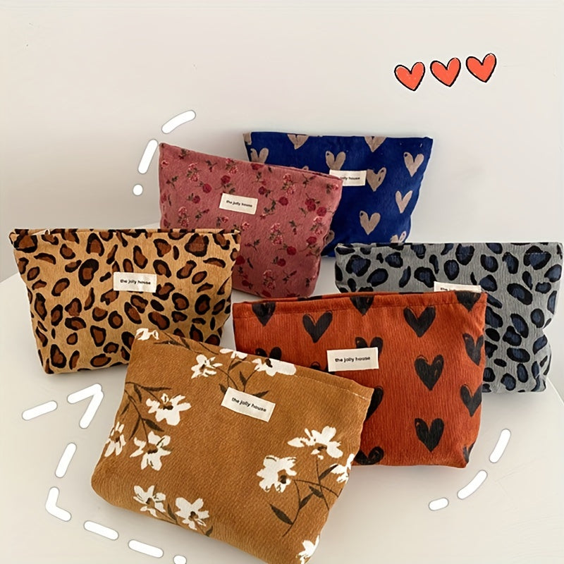 Roomy Corduroy Toiletry Bag for Women - Travel Makeup Pouch Organizer