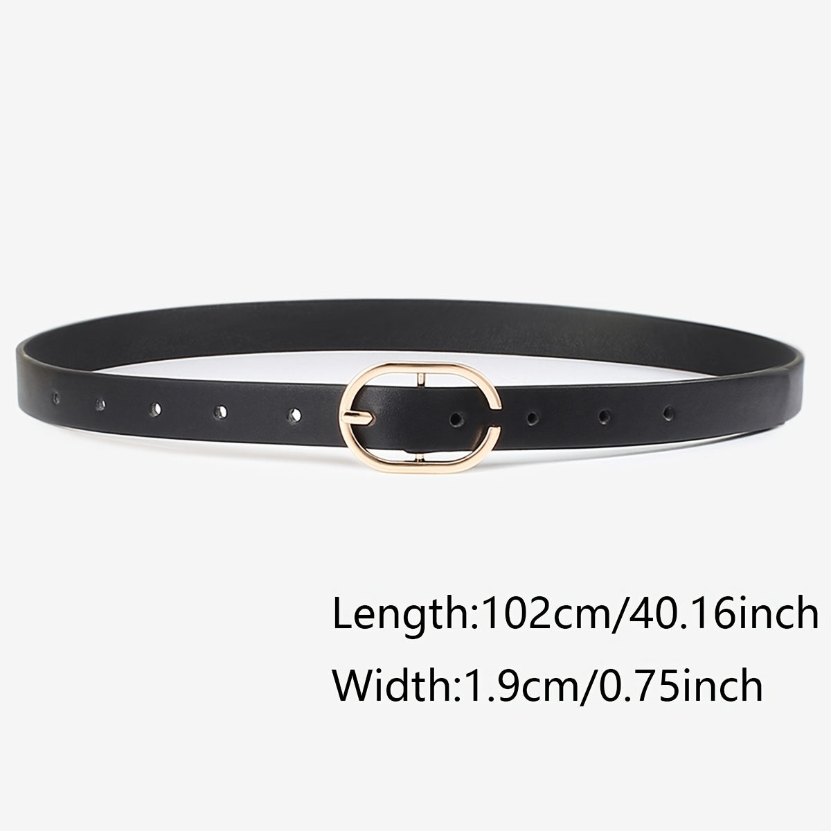 3pcs Oval Buckle Belt Classic PU Leather Solid Belt Retro Pants Decoration