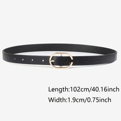 3pcs Oval Buckle Belt Classic PU Leather Solid Belt Retro Pants Decoration