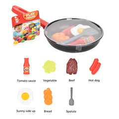Kitchen Play House Pretend Cooking Toy with Utensils for Girls Boys