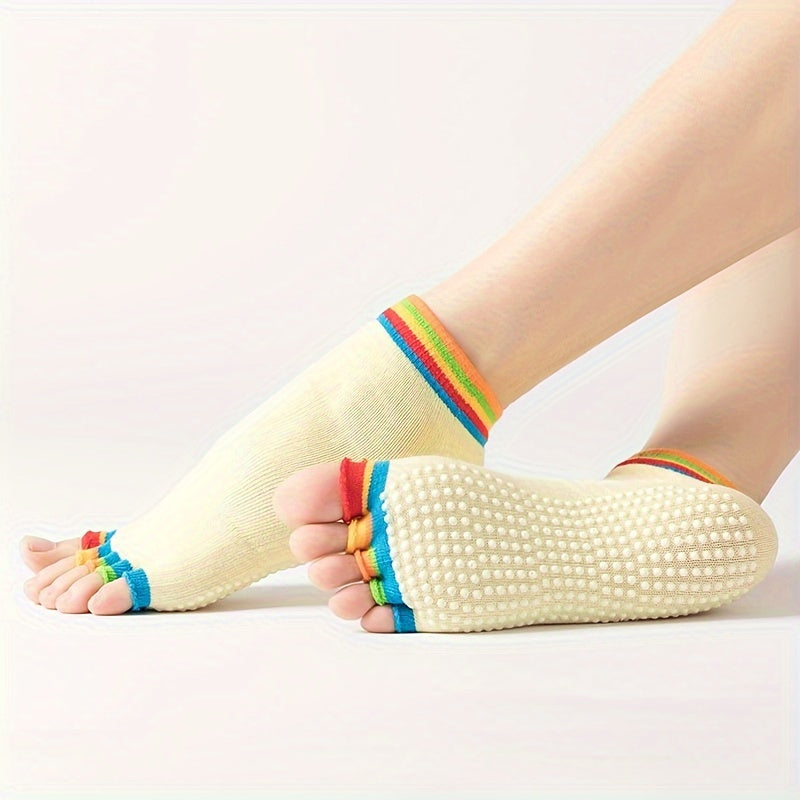 Women Pilates Socks Anti Slip Breathable Open Toe Yoga Socks Ankle