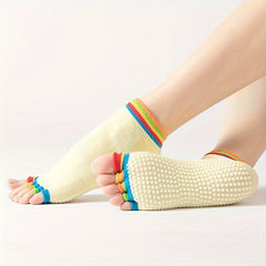 Women Pilates Socks Anti Slip Breathable Open Toe Yoga Socks Ankle