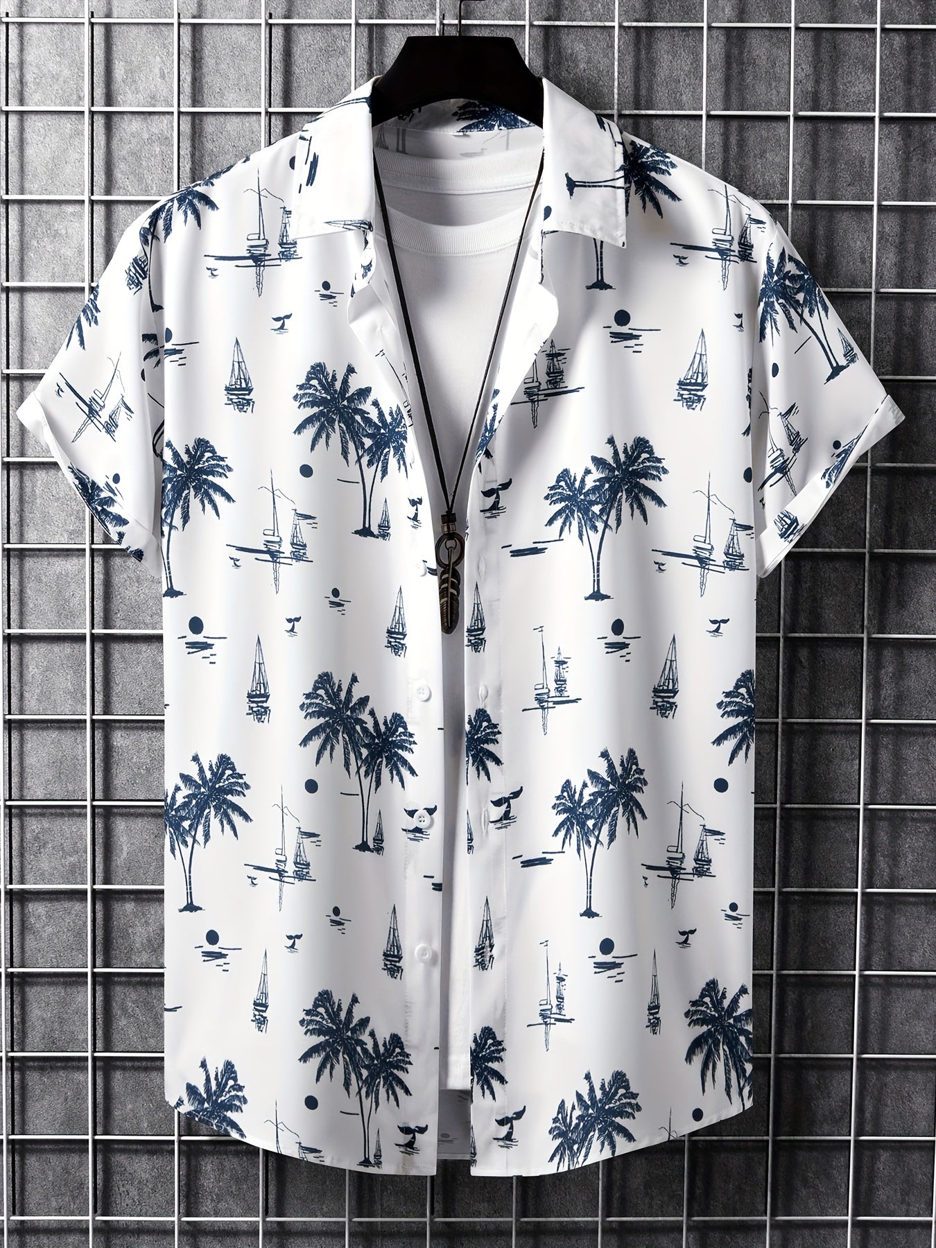 Men's Coconut Tree Hawaiian Shirt - Short Sleeve Button Up