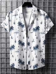Men's Coconut Tree Hawaiian Shirt - Short Sleeve Button Up