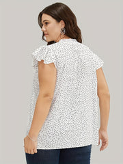 Dot Print Butterfly Sleeve Blouse