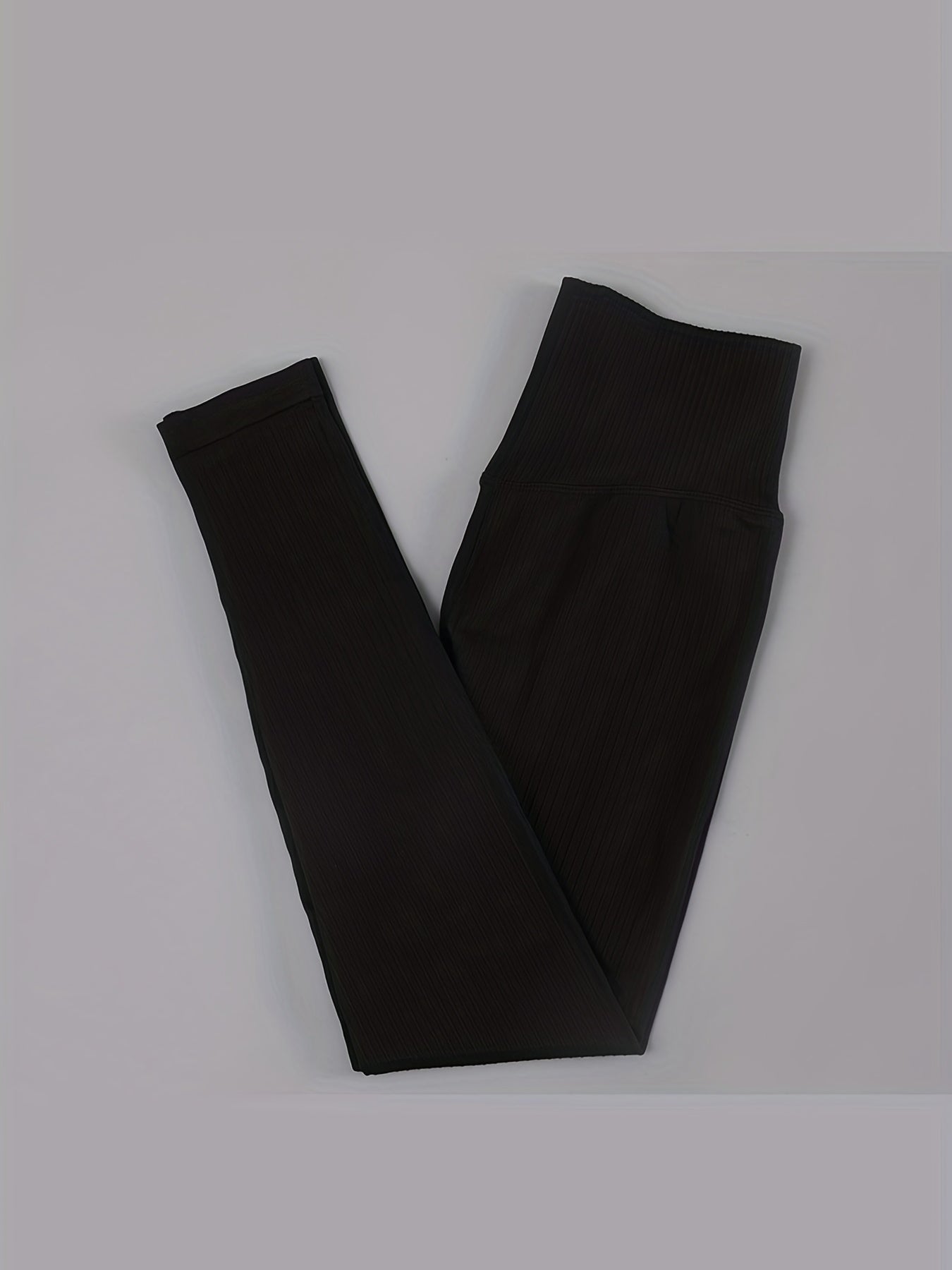 Rib Knit Yoga Set High Stretch Long Sleeve Top & Leggings Sports Suit
