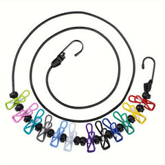Portable Retractable Clothesline with 12 Clothespins for Indoor Laundry Drying