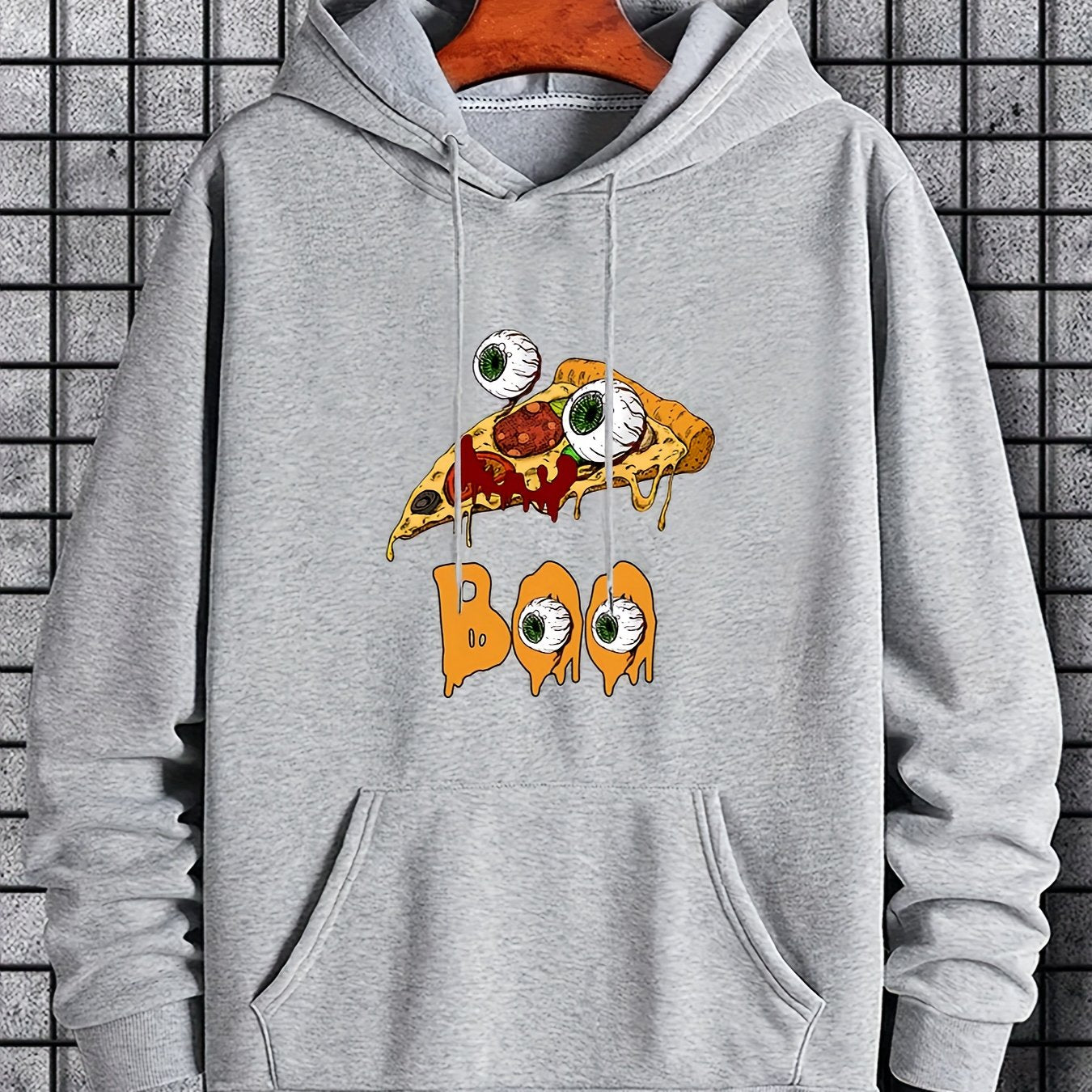 Scary Funny Pizza Cake Men's Hoodie for Fall Winter