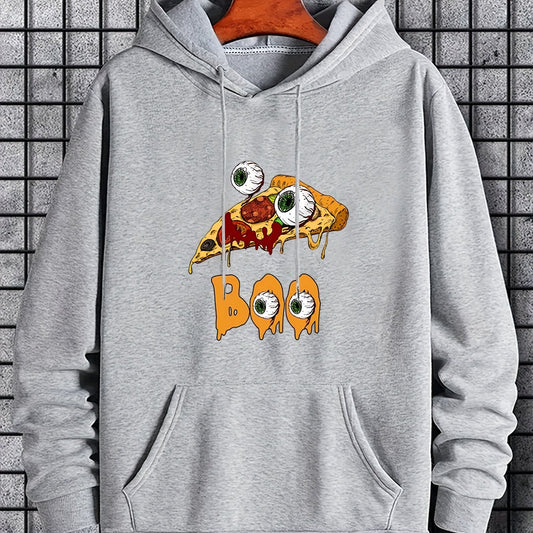 Scary Funny Pizza Cake Men's Hoodie for Fall Winter