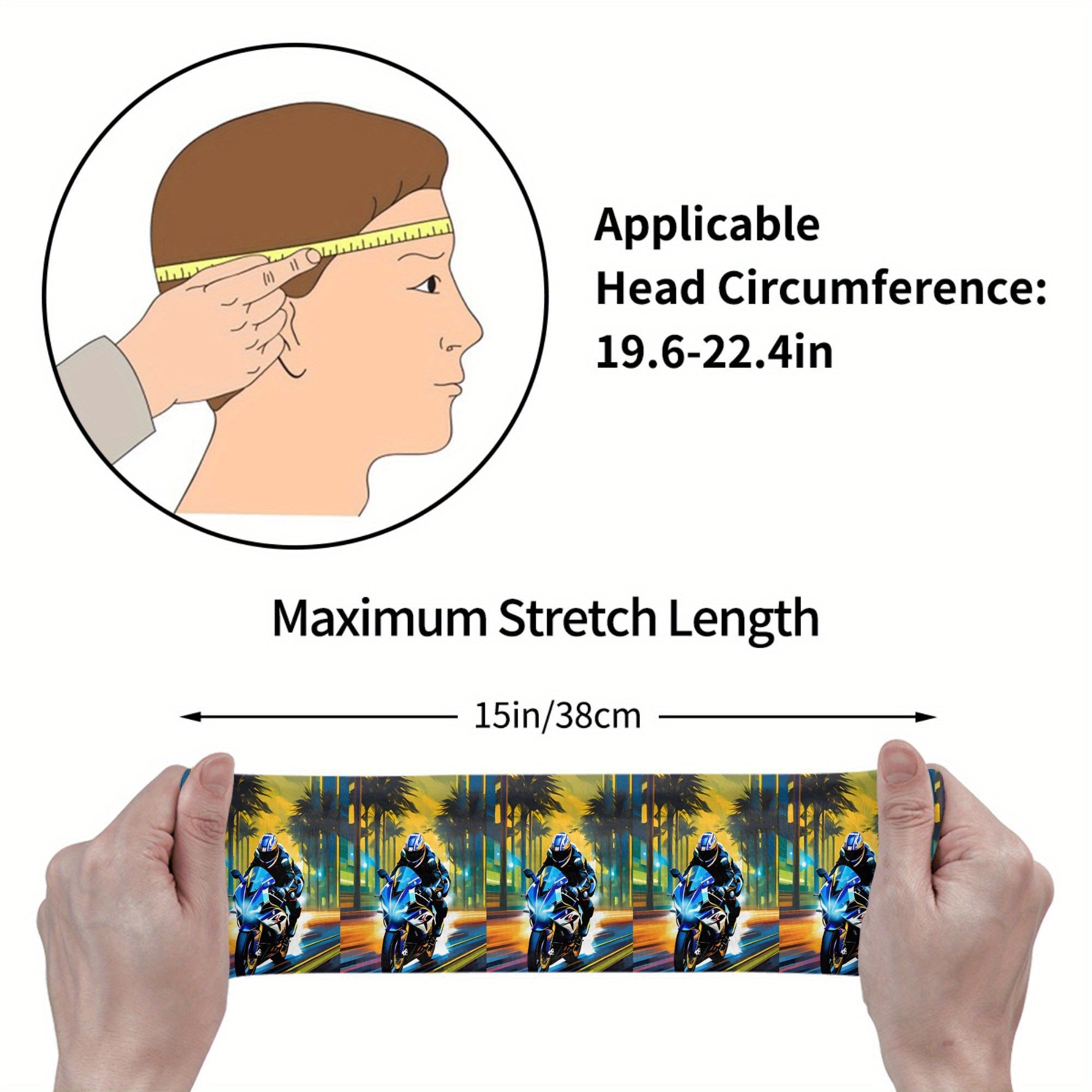 Unisex Sports Headband Motorcycle Rider Sweat Wicking Stretchy Polyester