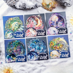 10pcs Moon Butterfly Decorative Stickers Retro Journal Scrapbooking DIY Sticker