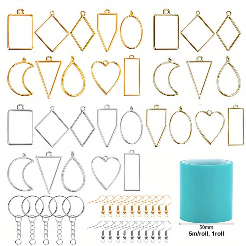 56Pcs Metal Geometric Frame Charm for DIY Jewelry Making