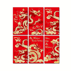 6pcs Year Of The Dragon Red Envelopes Chinese Year Envelopes