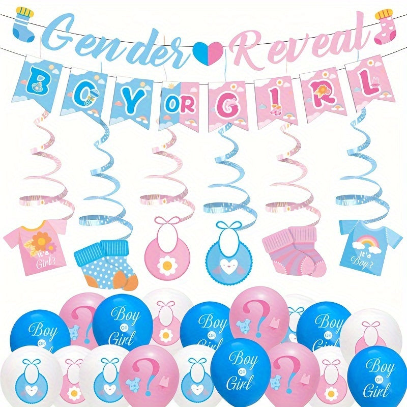 24pcs Gender Reveal Cake Insert Spiral Decoration Set