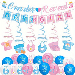 24pcs Gender Reveal Cake Insert Spiral Decoration Set