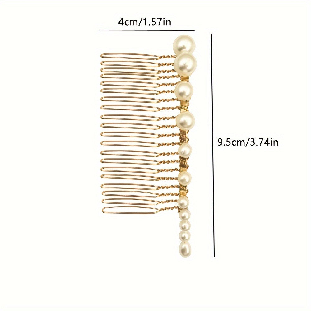 Handcrafted Faux Pearls Bridal Hair Comb in Zinc Alloy
