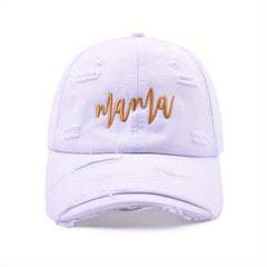 Mama Embroidery Ripped Baseball Cap Dad Hats Lightweight Sun Hat