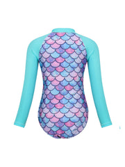 Toddler Girls Fish Scales Long Sleeve One Piece Swimsuit