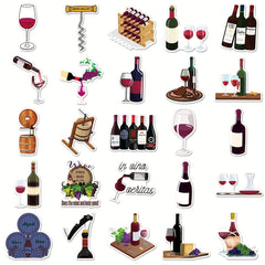 50pcs Red Wine Romantic Stickers for DIY Mobile Phone Water Cup Car Skateboard