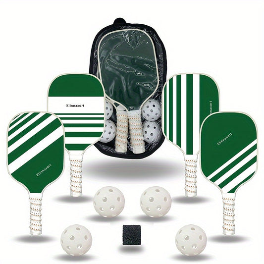 Pickleball Racket Set 4 Rackets 4 Pickleballs Handbag Wipe Novices