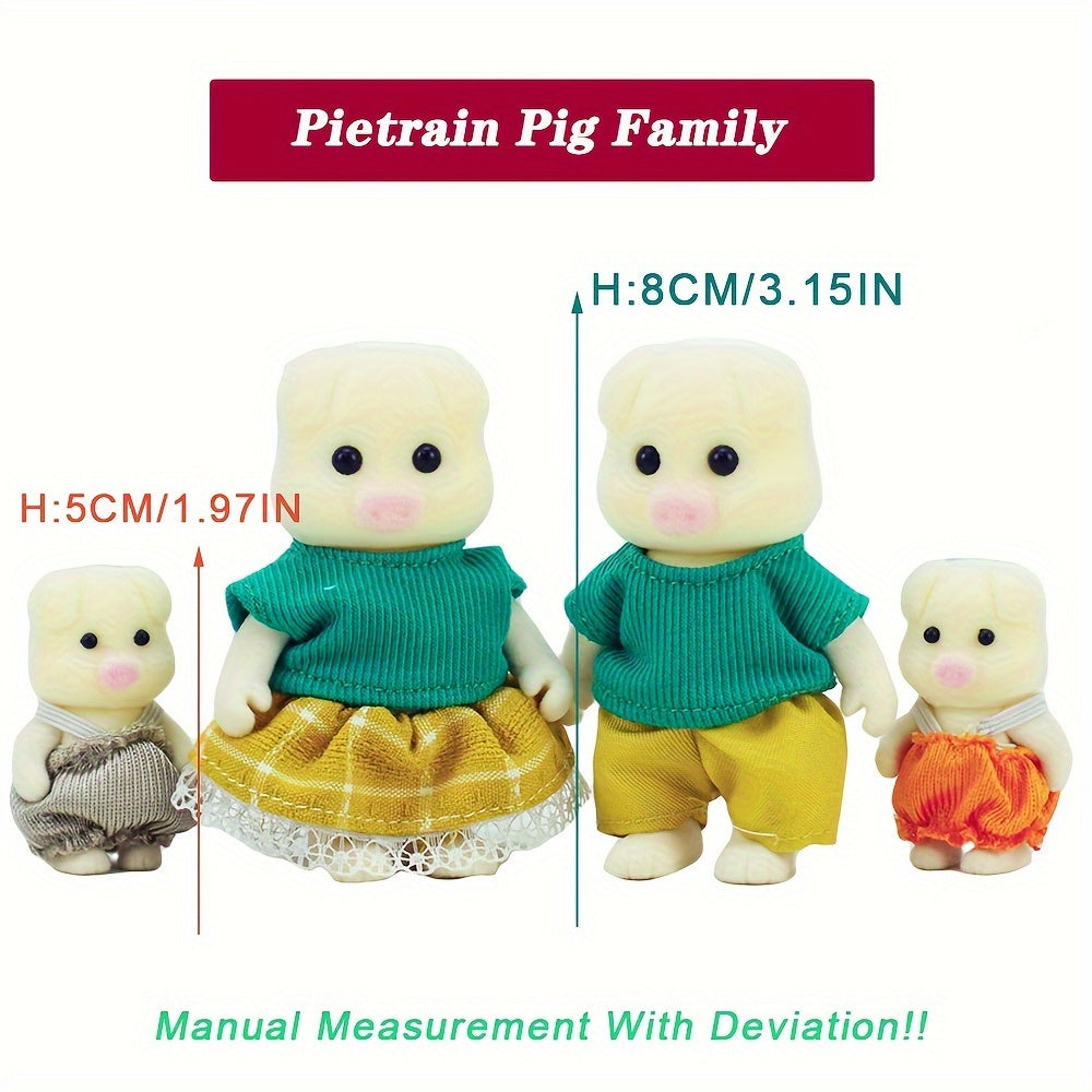 Forest Animal Family Toy House with 4pcs Set of Movable Body Dolls