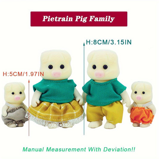 Forest Animal Family Toy House with 4pcs Set of Movable Body Dolls