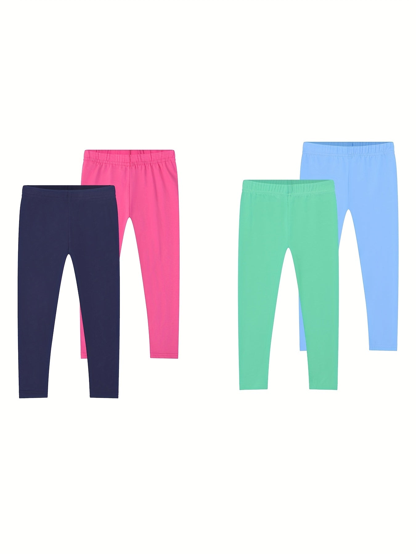Girls' Cropped Leggings 4-Pack High Stretchy Slim Fit 2-8 Years Old