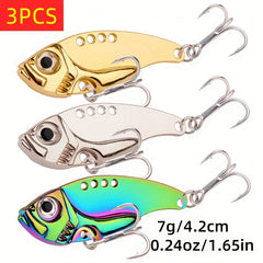 3pcs Artificial Metal Jigbait Lures with 3D Eyes