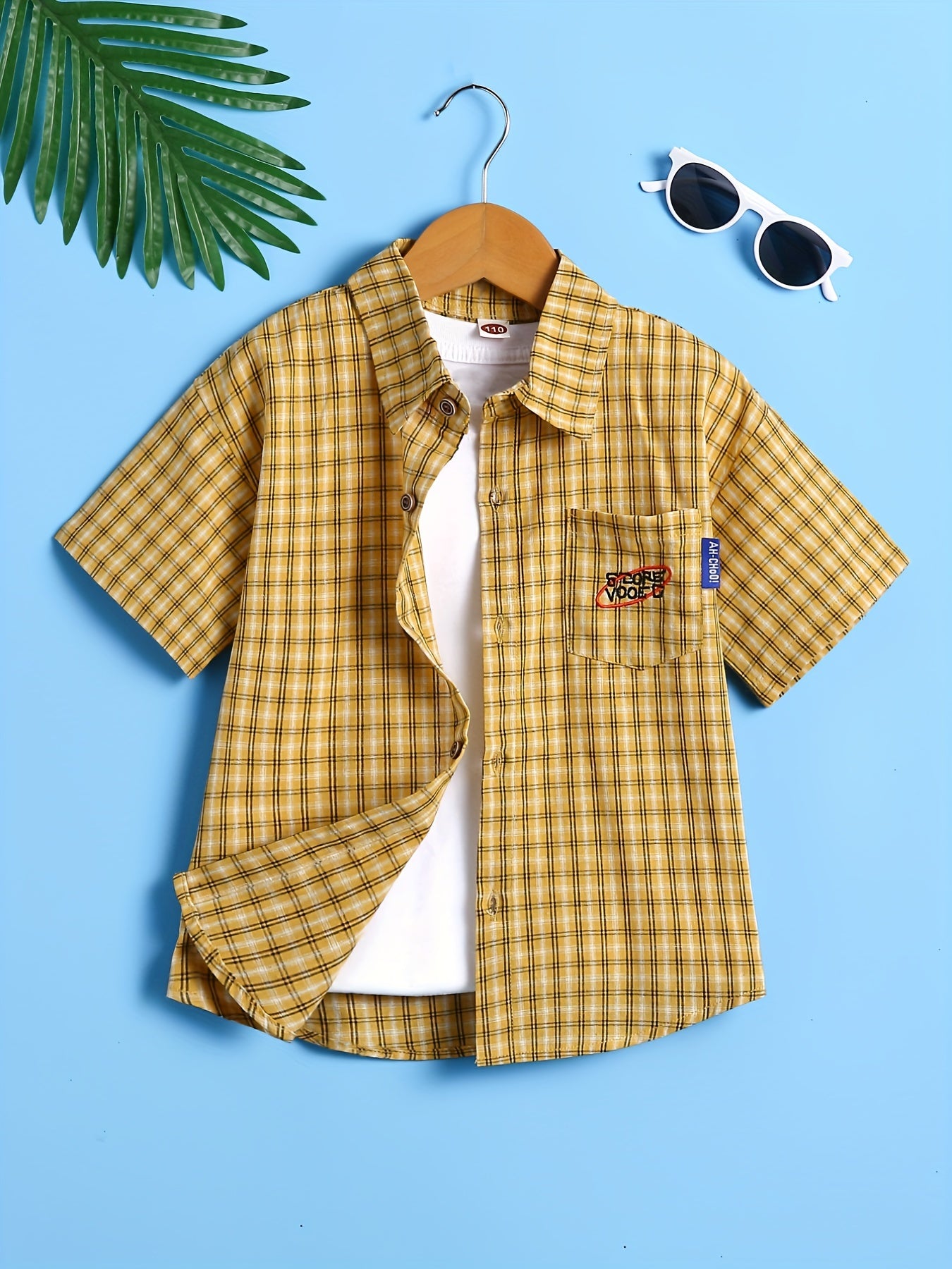 Toddler Boys Plaid Button Short Sleeve Shirt Kids Summer Clothes