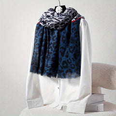 Leopard Printed Scarf Thin Fringed Headscarf Sunscreen Windproof Scarf