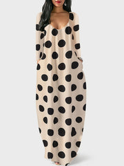 Dot Print Maxi Dress with Pockets