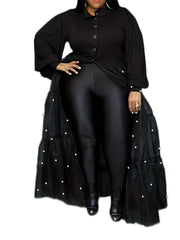 Rhinestone Button Front Maxi Dress
