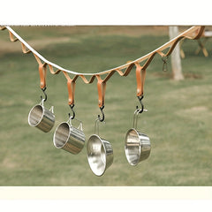 3pcs Portable Camping Hooks PU Leather Storage Buckle Keychain Tripod Hook