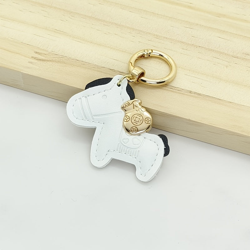 Pony Decorative Keychain Faux Leather Keyring Gift Men Women