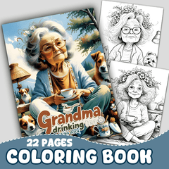 Whimsical Grandma & Dog Adult Coloring Book - Perfect Christmas Gift