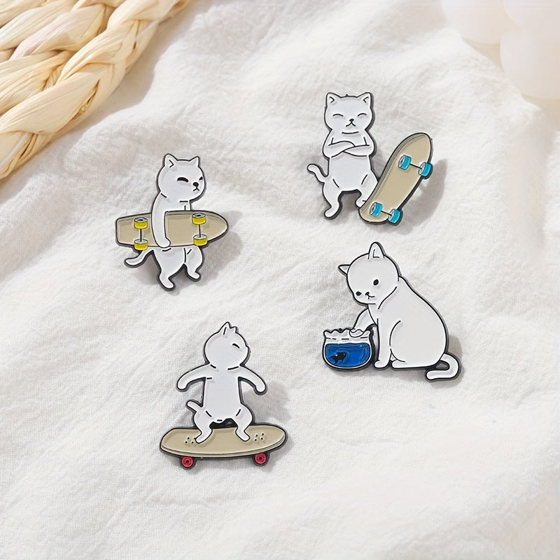 Cartoon Cat Enamel Pin Set - Fun Animal Jewelry for Boys and Girls