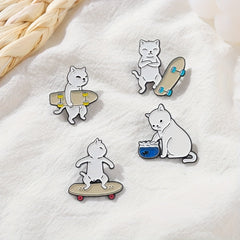 Cartoon Cat Enamel Pin Set - Fun Animal Jewelry for Boys and Girls
