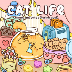Cat Life Adult Coloring Book - 24 Pages of Adorable Cat Illustrations