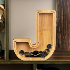 Wooden Letter J Piggy Bank