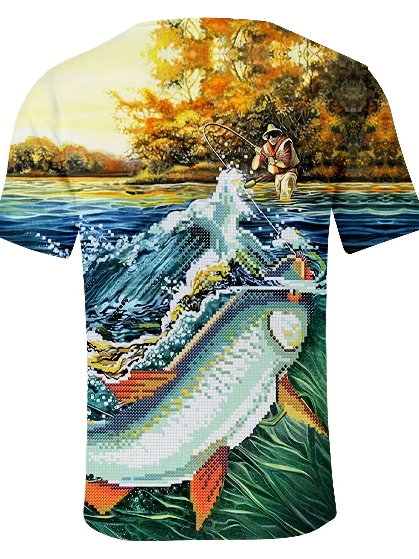 Men's Mosaic Fish Graphic T shirt 3D Print Crew Neck Tee for Summer